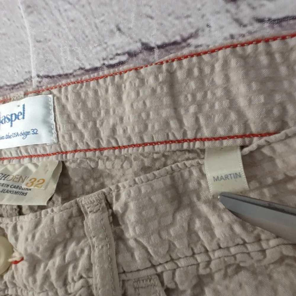 Raleigh Denim Mens Martin Cotton Jeans 32 Cream Beige Seer Sucker Pants